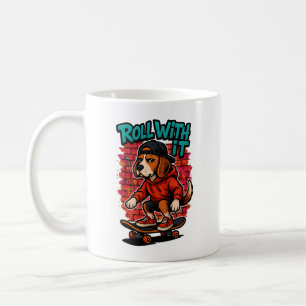 Caneca De Café Arte de Grafite de Beagle de Skate no Estilo de Ru