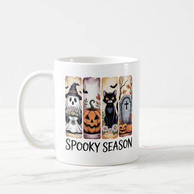 Caneca De Café Arte de Halloween da Temporada Assustadora (Esquerda)