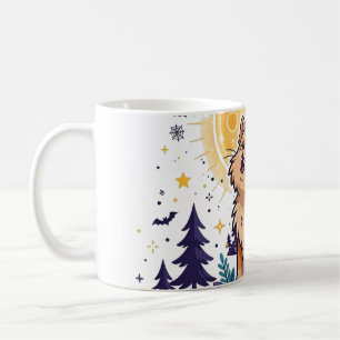 Caneca De Café Arte de Halloween de Lobisomem Uivando Lua Cheia F