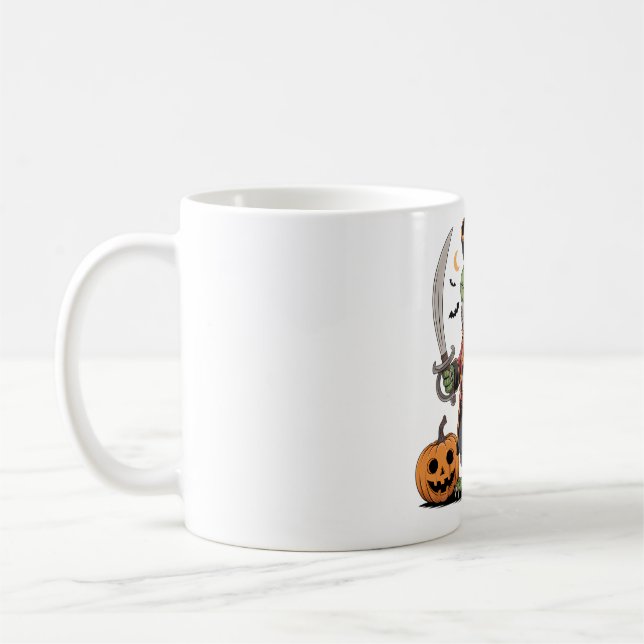 Caneca De Café Arte de Halloween do Dragão Pirata (Esquerda)