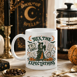 Caneca De Café Arte de Halloween Feminista Bruxólica Hex as Expec