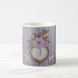 Caneca De Café Arte de IA com listras cinzas