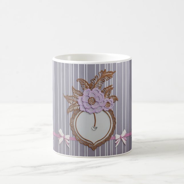 Caneca De Café Arte de IA com listras cinzas (Centro)