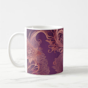 Caneca De Café Arte de IA de Renda Floral Roxa