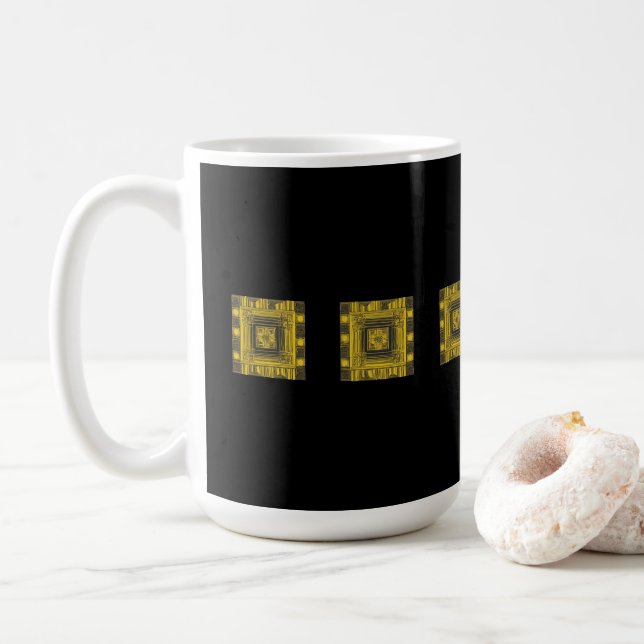 Caneca De Café Arte de IA Golden Square (Com Donut)
