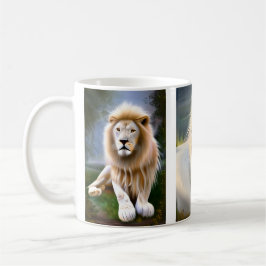 Caneca De Café Arte de IA Leão Branco Místico