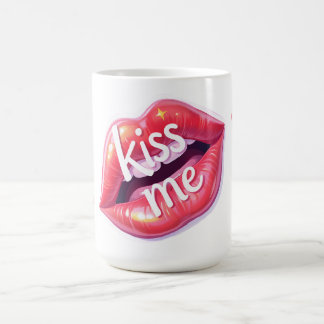 Caneca De Café Arte de Ilustração de Lábios Vermelhos Lustrosos M