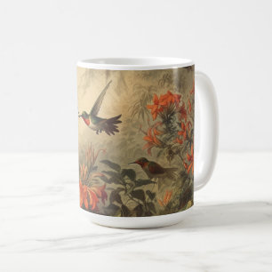 Caneca De Café Arte de Jardim de Beija-flor e Flores Silvestres V