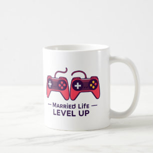 Caneca De Café Arte de Jogo de Nível de Vida Casado