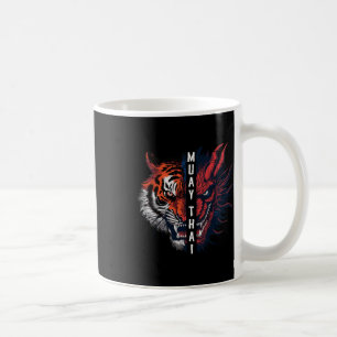 Caneca De Café Arte de Kickboxing Muay Thai Cabeça de Dragão e Ti