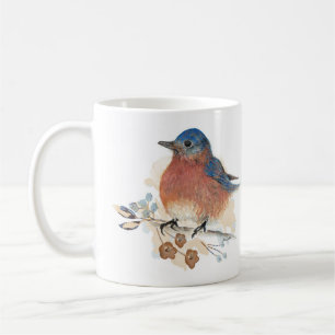 Caneca De Café Arte de Lápis com Cor de Água do Bluebird