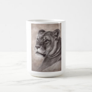Caneca De Café Arte de Leoa Desenhada à Mão