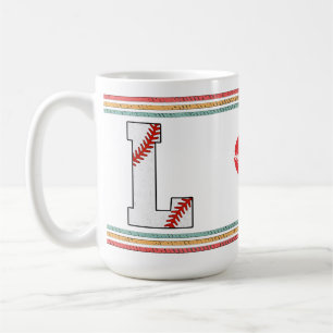 Caneca De Café Arte de Letra de Beisebol Vintage Retro L