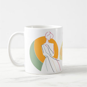 Caneca De Café Arte de linha Abstrato das mulheres minimalistas