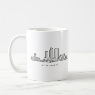 Caneca De Café Arte de Linha da Silhueta Minimalista de Fort Wort