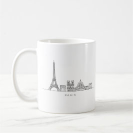 Caneca De Café Arte de Linha da Silhueta Minimalista de Paris