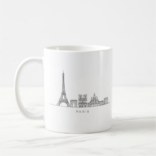 Caneca De Café Arte de Linha da Silhueta Minimalista de Paris