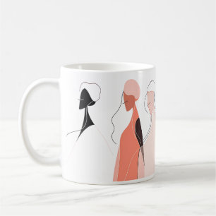 Caneca De Café Arte De Linha Das Mulheres