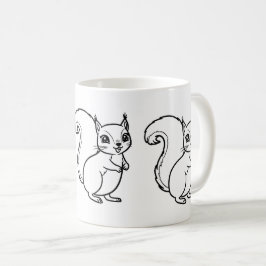 Caneca De Café Arte de Linha de Casal de Esquilo Fofo Café Minima