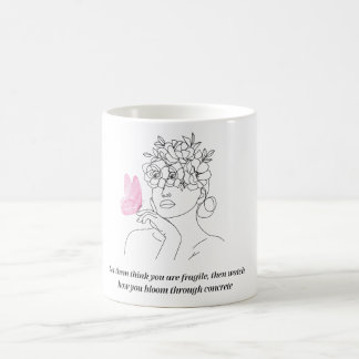 Caneca De Café Arte de Linha de Citação Feminista Inspiradora