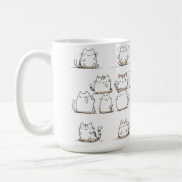Caneca De Café Arte De Linha De Gato Minimalista - Elegante Desen