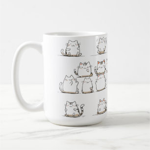 Caneca De Café Arte De Linha De Gato Minimalista - Elegante Desen