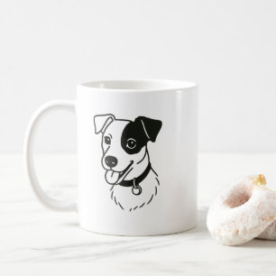 Caneca De Café Arte de linha minimalista de cachorro fofo
