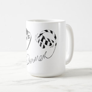 Caneca De Café Arte de Linha Minimalista de Gato Gamer - Cabo de