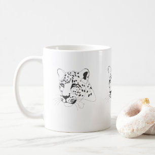 Caneca De Café Arte de Linha Minimalista Pintada Pelos Leopardos