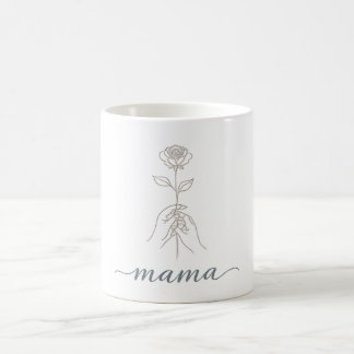 Caneca De Café Arte de Linha Minimalista Rosa "Mama" Café Estétic