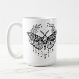 Caneca De Café Arte de Linha Mística Gótica de Mariposa Botânica 