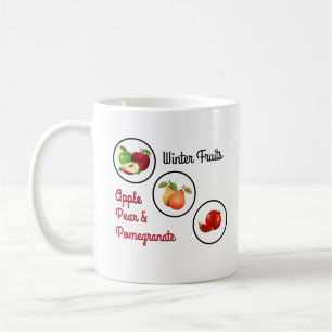 Caneca De Café Arte de Maçã, Pera e Romã