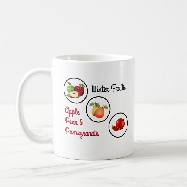 Caneca De Café Arte de Maçã, Pera e Romã (Esquerda)