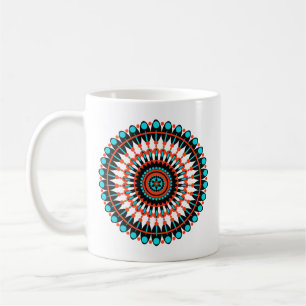 Caneca De Café Arte de Mandala Geométrico Colorido-46456