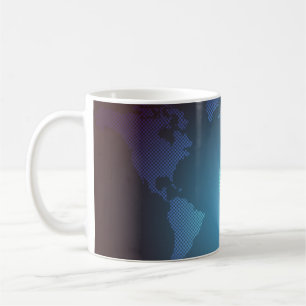 Caneca De Café Arte de Mapa Mundial Gradiente de Ponto Digital