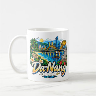 Caneca De Café Arte de Marco de Viagem Desenhado à Mão Da Nang Vi