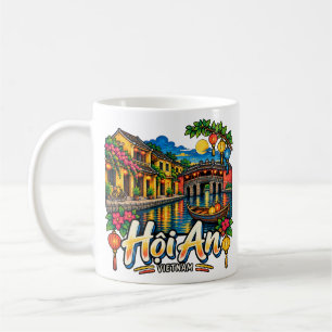 Caneca De Café Arte de Marco de Viagem Desenhado à Mão Hội An Vie