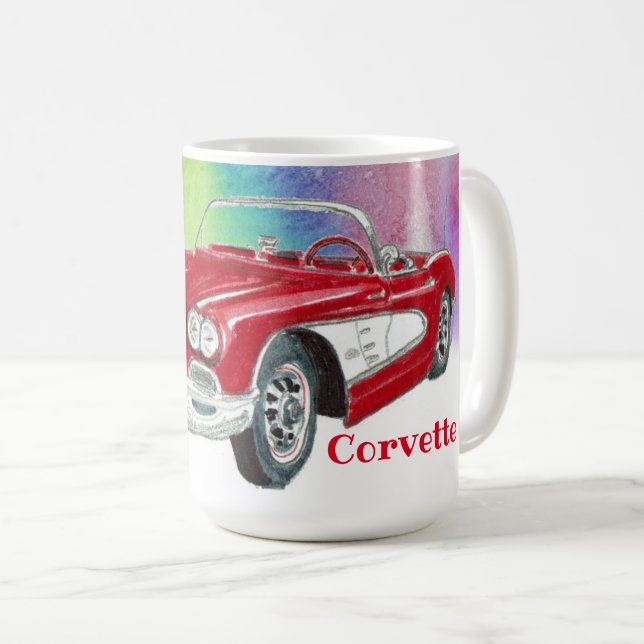 Caneca De Café Arte de Multicores Convertível Clássica Corvette (Frente Esquerda)