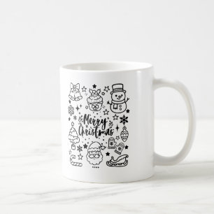 Caneca De Café Arte de Natal Fofo Doodle