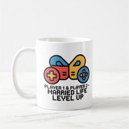Caneca De Café Arte de Nível Superior para Jogadores 1 e 2 Casado
