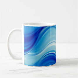 Caneca De Café Arte de Onda Abstrata Brilhante Safira