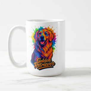 Caneca De Café Arte de Ouro de Retriever de Pop Vibrante - Neon C