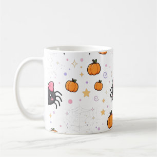 Caneca De Café Arte de Padrão de Halloween de Teia de Aranha Kawa