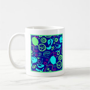 Caneca De Café Arte de Padrão do Neon Fruta