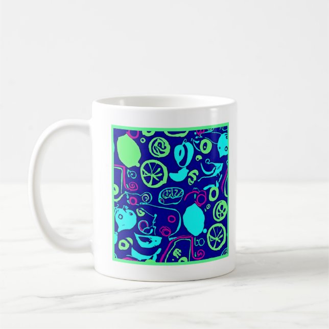 Caneca De Café Arte de Padrão do Neon Fruta (Esquerda)