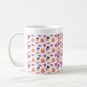 Caneca De Café Arte de Padrão Kawaii de Halloween de Doces Assust