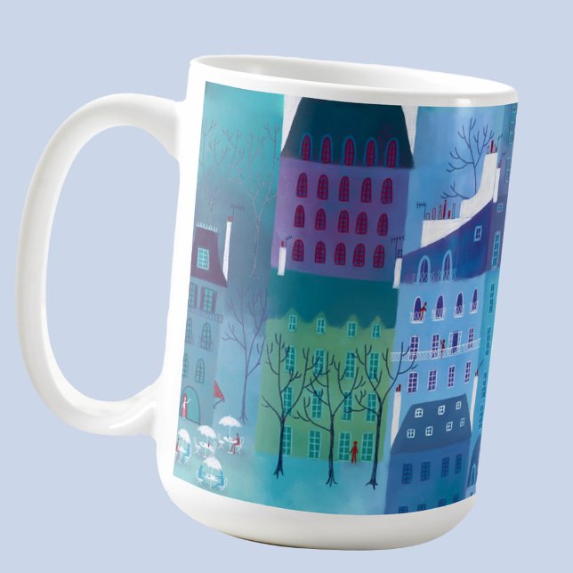 Caneca De Café Arte de paisagem urbana de Paris Blues (Paris art cityscape coffee mug)
