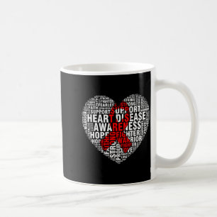 Caneca De Café Arte de Palavra Coração Fita Vermelha Conscientiza