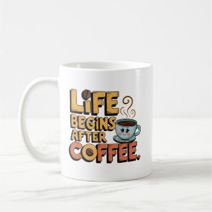 Caneca De Café Arte de palavras da vida de café engraçado