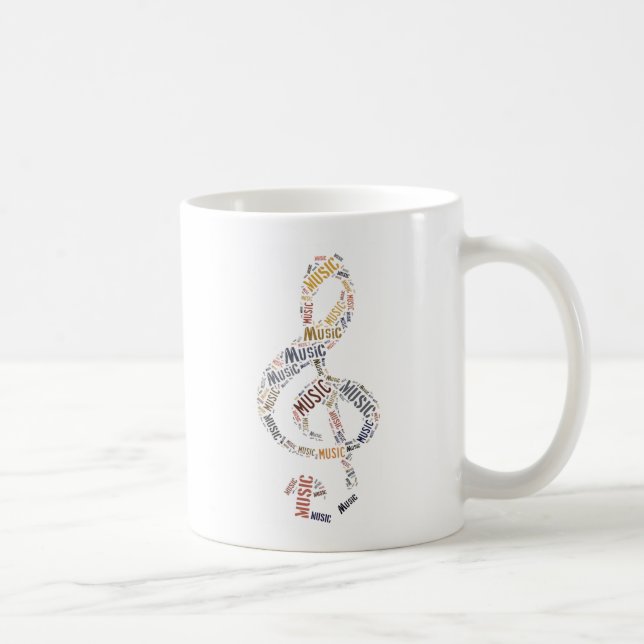 Caneca De Café Arte de Palavras emClave de Sol (Direita)